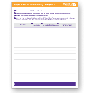 Example of the Function Accountability Chart (FACe ) from the PEOPLE section of the Scaling Up Framework. Free digital download hosted with Coaching 360