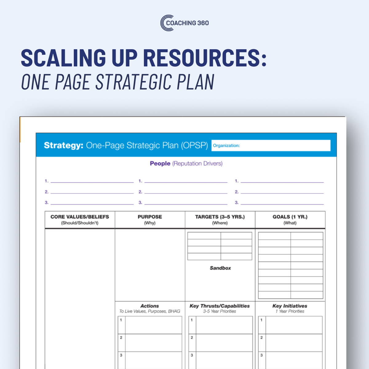 one page strategic plan scaling up facilitation